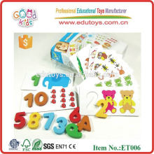 New Toy 10 Pieces Numbers Match Conjunto de bloco de madeira barato para crianças